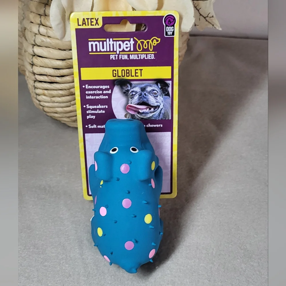 Multipet NWT Mini 4in Latex Pig Polka Dot Globlet Squeaky Dog Toy- 1 Count